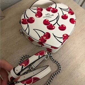 Coach White and Red Cherry Heart Bag